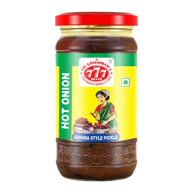 Hot-Onion 777 Andhra Hot Onion Pickle 300 gm x 12 - Image 1